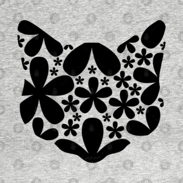 Black Floral Cat by Not Meow Designs 